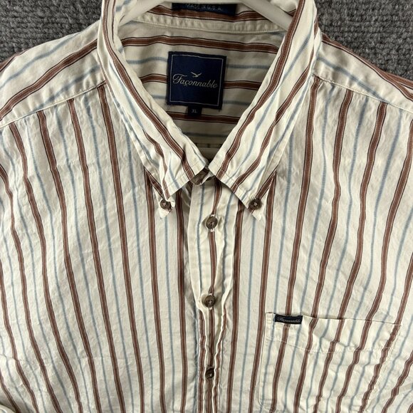 Faconnable Colorful Button-Down Cotton USA Striped XL Men Shirt Long Sleeve - Picture 1 of 16